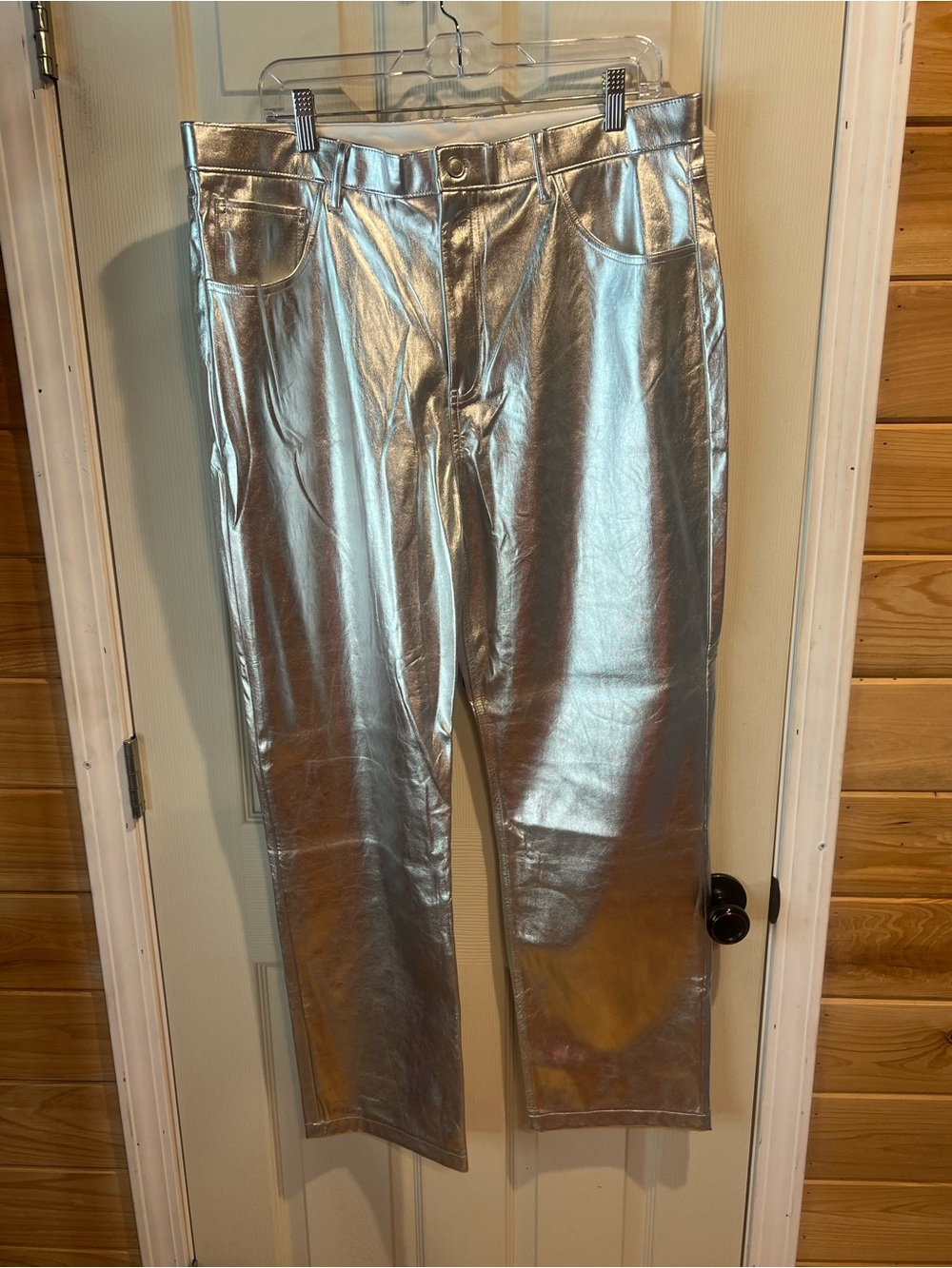 Amazon Metallic Silver Straight-Leg Trousers
